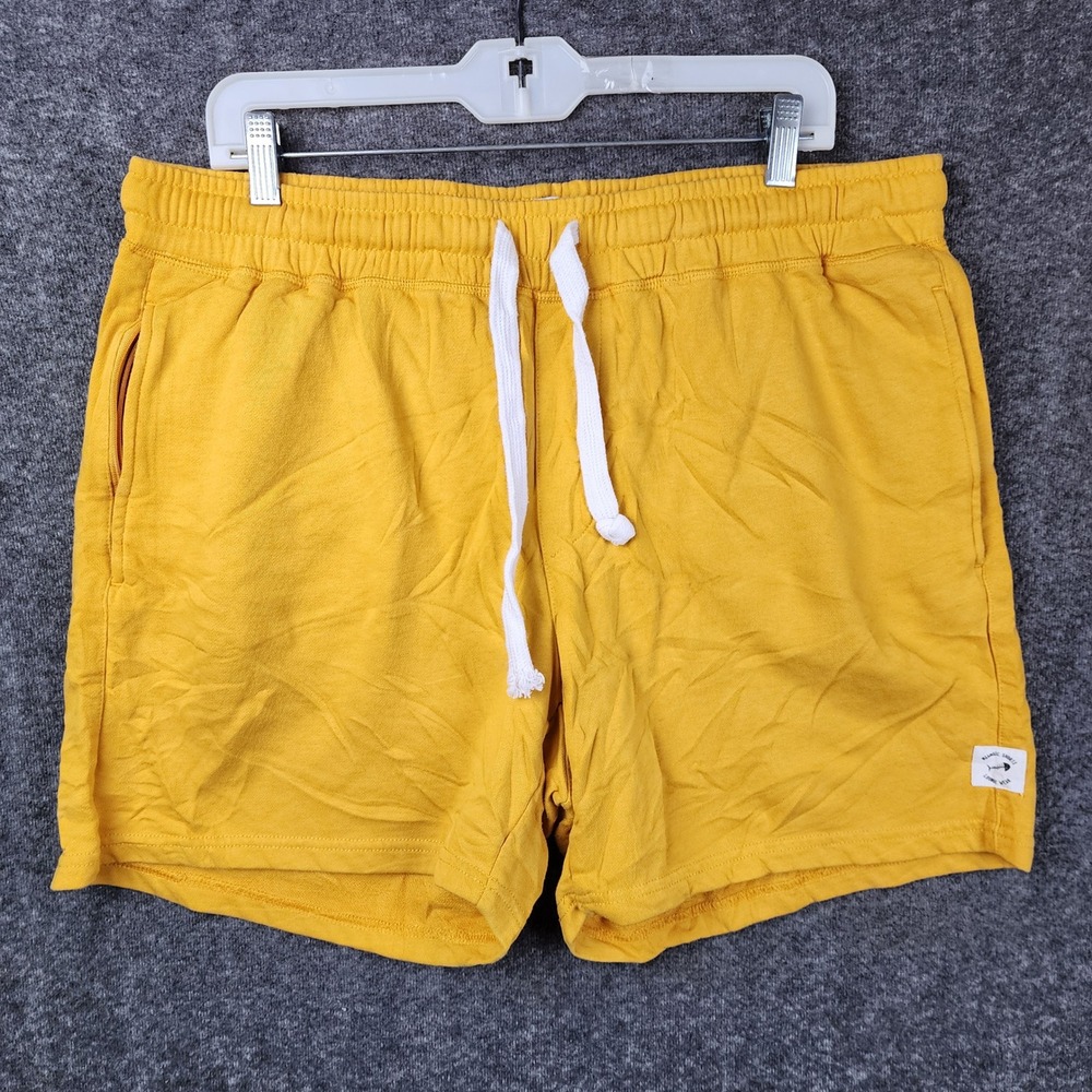 Maamgic Lounge Shorts Mens 34 Mustard Yellow Cotton Blend Drawstring Athletic